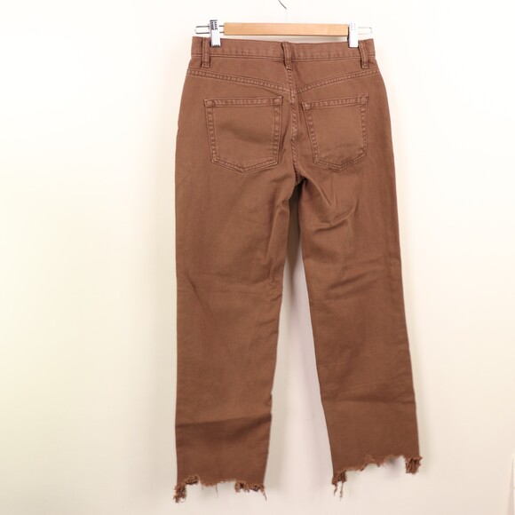 Free People We The Free Maggie Mid-Rise Straight-Leg Raw Frayed Hems Jeans 24 - Picture 5 of 8